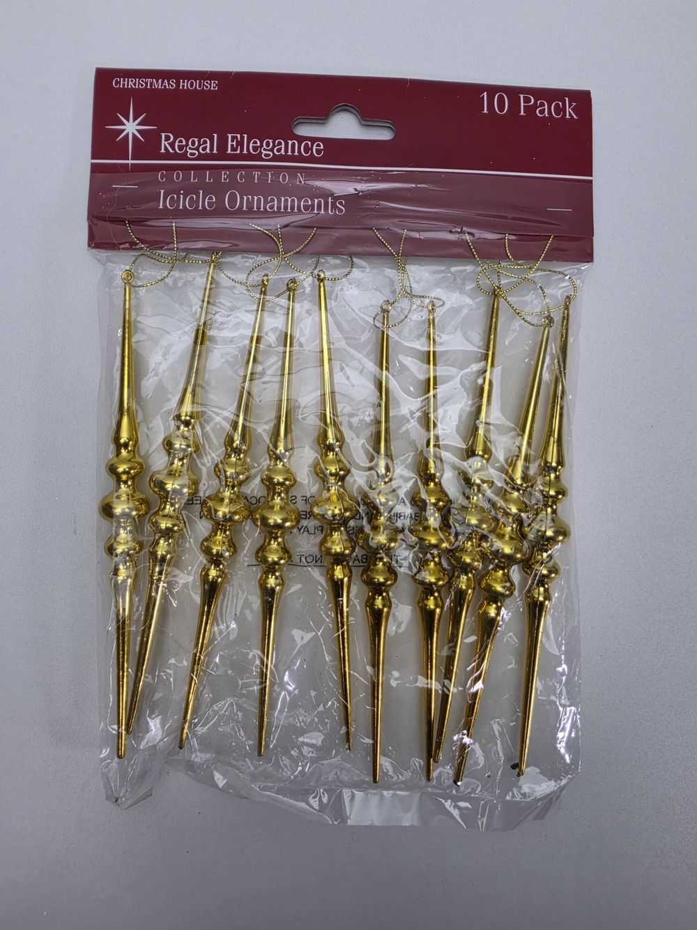 Gold Icicle Ornaments - 10 Pack Vintage Ornaments